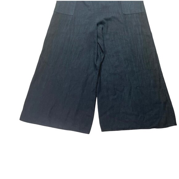 Cristina Vergani Jumpsuit Black Halter Neck Linen Blend Wide-Leg Made In Italy M - Picture 9 of 11